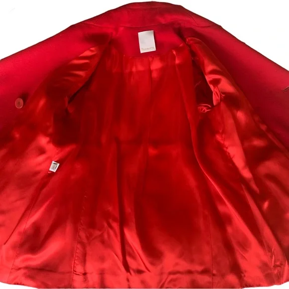 Fleurette Loro Piana Red Wool Double Breasted Pea Coat Womens Size 6 - Picture 12 of 14